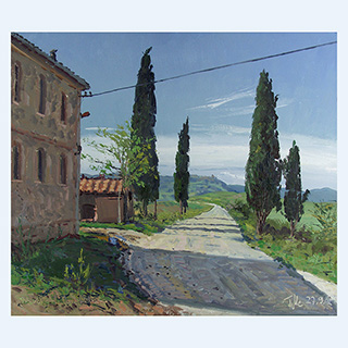 Blick auf Montopulciano | Toskana | 27.09.2002 | 35 x 40 cm | Öl/Malkarton