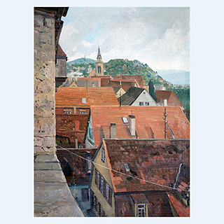 Tübingen v. Turm d. Rhenanen | - | 1987 | 80 x 60 cm | Öl/Leinwand