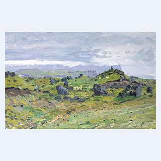 Schafe im Regen | Island | 27.08.1990 | 26 x 40 cm | Öl/Malkarton