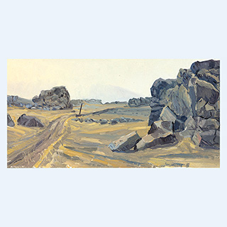 Lava und Sand | Island | 24.07.1993 | 20 x 40 cm | Öl/Malkarton