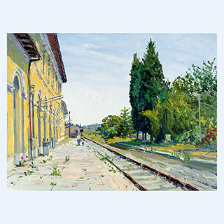 Bahnhof von Torrenieri | Toskana | 31.05.1999 | 30 x 40 cm | Öl/Malkarton