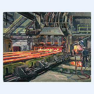 Studie für Auslauf des Eisens | Charter Steel, Saukville USA | 20.03.2003 | 40 x 50 cm | Öl/Malkarton