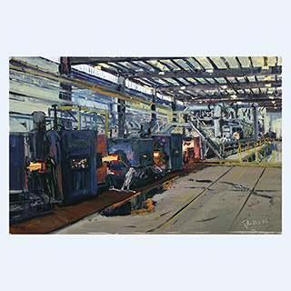 Break Down | Charter Steel, Saukville USA | 03/24/2003 | 16 x 24 inch | oil on cardboard