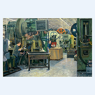 Hot Forge Cell | Mechanical Industries, Milwaukaukee USA | 2003 | 31 x 47 inch | oil/canvas