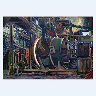 Vorheizen des Gusstiegels | Charter Steel, Saukville USA | 2003 | 90 x 130 cm | Öl/Leinwand