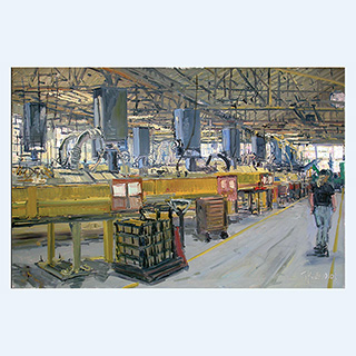 Bar Stock Machining, on-site painting | Kohler, USA | 10/24/2003 | 16 x 24 inch | oil on cardboard