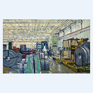 Fabrikationshalle, Vor-Ort-Vorstudie | RES Manuf., Milwaukee USA | 40 x 60 cm | 4.11.03