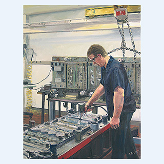 Tool Setup and Repair, RES Manuf. | RES Manuf., Milwaukee USA | 2004 | 31 x 24 inch | oil/canvas