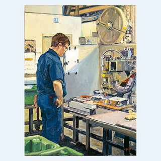 Production Using Advanced Automation, RES Manuf. | RES Manuf., Milwaukee USA | 2004 | 31 x 24 inch | oil/canvas