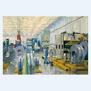 Manufacturing, RES Manuf. | RES Manuf., Milwaukee USA | 2004 | 31 x 47 inch | oil/canvas