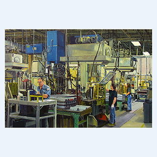 Knife Manufacturing Cell, Kondex Corp. | Kondex Corp., Lomira USA | 2004 | 39 x 59 inch | oil/canvas