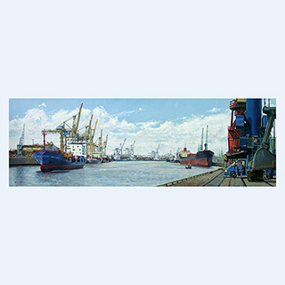 Harbour of Hamburg | Hamburg, Germany | 2004 | 24 x 63 inch | oil/canvas