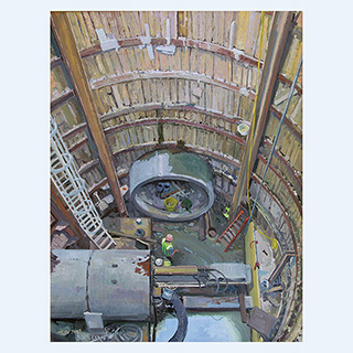 Jacking a 9-foot Diameter Pipe, Michels Corp. | Michels Brownsville, USA | 2005 | 37 x 29 inch | oil/canvas