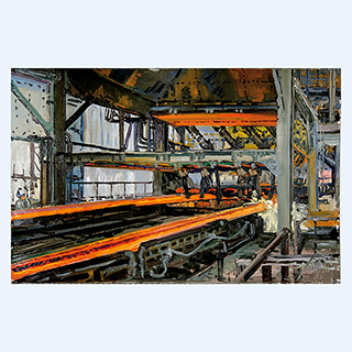 Cutting the Billits | Charter Steel, Cleveland, OHIO, USA | 10/26/2006 | 16 x 24 inch | oil on cardboard