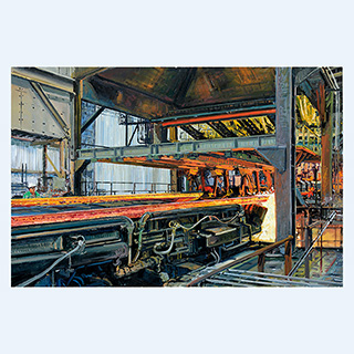 Cutting the Billets, Charter Steel | Charter Steel, Cleveland, OHIO, USA | 2007 | 31 x 47 inch | oil/canvas