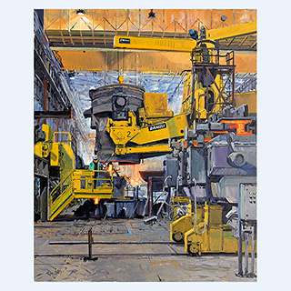 Filling the Tundish, Charter Steel | Charter Steel, Cleveland, OHIO, USA | 2007 | 43 x 35 inch | oil/canvas