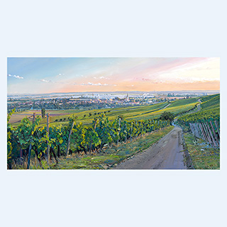 Vineyards with a View of Iphofen and Knauf | Germany | 2009 | 30 x 55 inch | oil/canvas