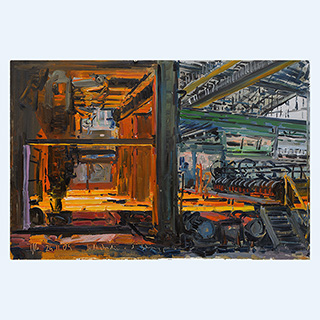 Billet Shears Section  (preliminary on-site study) | Badische Stahlwerke Kehl, Germany | 2009 | 16 x 24 inch | oil/canvas