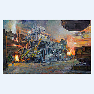 Electric Arc Furnace after Charging | Badische Stahlwerke Kehl, Germany | 2009 | 43 x 71 inch | oil/canvas