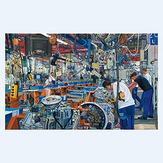 Shop Floor 9, Assembly Line 2 for Ecosplit Gearboxes | ZF, Friedrichshafen | 2010 | 37 x 59 inch | oil/canvas