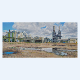 Power Plant | BASF-Schwarzheide, | 2010 | 33 x 75 inch | oil/canvas
