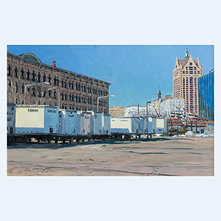 Semi-Trailers near the Pritzlaff Building | Milwaukee, WI USA | 2012 | 18 x 28 inch | oil/canvas