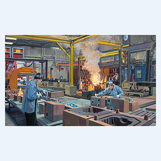 Kernherstellung | Northern Stainless, Pewaukee, WI USA | 2013 | 85 x 140 cm | Öl/Leinwand