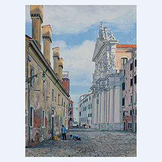 Roadworkers near Chieasa dei Gesuiti | Venice | 2015 | 37 x 28 inch | oil/canvas