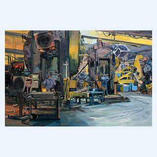 Study #1 | Walker Forge, Clintonville, WI, USA | 02/12/2015 | 16 x 24 inch | oil on cardboard