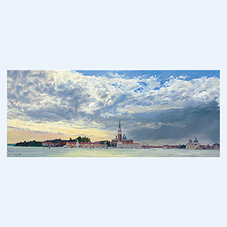 San Giorgio Maggiore and Santa Maria della Salute | Venice | 2015 | 18 x 47 inch | oil/canvas