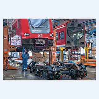 Heavy Maintenance Train Set 425 | DB Nuremberg Workshop, Germany | 2016 | 31 x 47 inch | oil/canvas