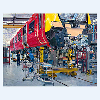 Final Assembly South West Trains | Siemens AG Krefeld, Germany | 2016 | 35 x 45 inch | oil/canvas