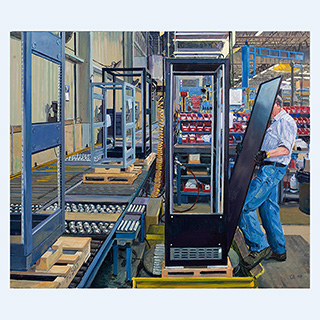 Security Cabinets Assembling | Crenlo, Rochester MN, USA | 2018 | 35 x 41 inch | oil/canvas