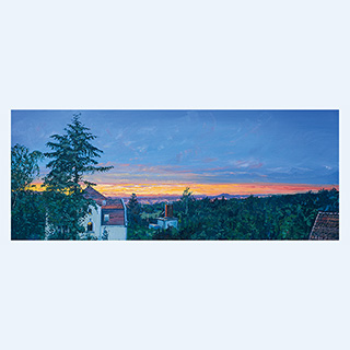 View from the roof studio | Fuldatal, Germany | 2018 | 16 x 39 inch | oil/canvas