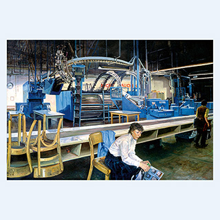 Fired Conveyor Belt Worker | HNA, Kassel Germany | 1982 | 55 x 79 inch | oil/canvas