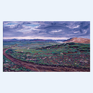 Sheeps in Námskarð | Iceland | 1991 | 24 x 39 inch | oil/canvas
