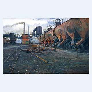 August-Bebel Mill | Mansfeld Kombinat, Former East Germany | 1987 | 51 x 79 inch | oil/canvas