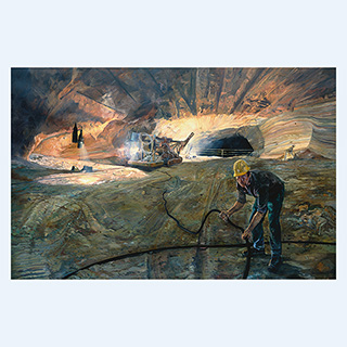 Miner on the Stope | Kali und Salz AG, Germany | 1985 | 79 x 118 inch | oil/canvas