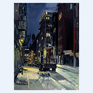 Crosby St. at Night | New York | 05/30/1996 | 24 x 18 inch | oil on cardboard
