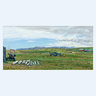 Farm near Myrdallsjökull | Iceland | 1994 | 33 x 67 inch | oil/canvas
