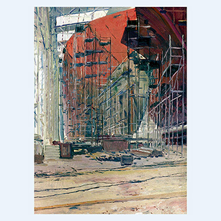 On site study | Harmstorf-Shipyard, Flensburg | 01/01/1986 | 16 x 12 inch | oil on cardboard