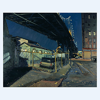 At Night under Manhattan Bridge | New York | 03/30/1998 | 16 x 20 inch | oil on cardboard