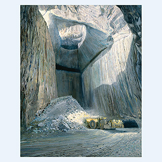 Rock-salt Exploitation at Vertical Deposits | Kali und Salz, Germany | 1986 | 79 x 63 inch | oil/canvas