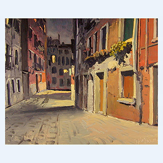 Calle del Squero | Venice | 03/21/2000 | 16 x 20 inch | oil on cardboard