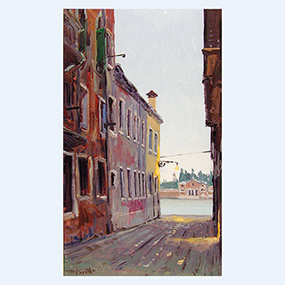 View to San Michele | Venice | 03/24/2000 | 20 x 12 inch | oil on cardboard