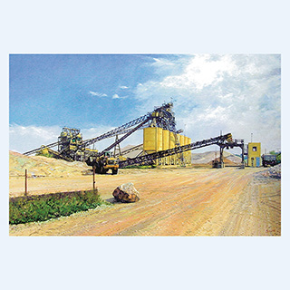 Gravel plant | Bauer AG, Delitzsch, Germany | 2001 | 55 x 83 inch | oil/canvas