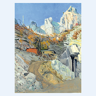 Marble Quarry | Italy | 11/17/2001 | 16 x 12 inch | oil on cardboard
