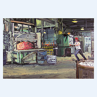 Cleaning the Furnace | ACECO, Milwaukee, USA | 05/11/2002 | 16 x 24 inch | oil on cardboard
